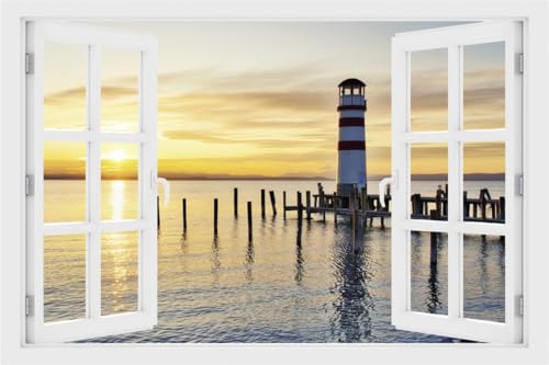 DesFoli Wandtattoo Leuchtturm am Meer - verschiedene Rahmentypen DW000091 Farbe Fensterrahmen Querformat, Größe 105 cm x 70 cm DesFoli Wandtattoo Leuchtturm am Meer - verschiedene Rahmentypen DW000091 Farbe Fensterrahmen Querformat, Größe 105 cm x 70 cm von DesFoli