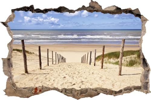 DesFoli Wandtattoo Weg zum Strand Nordsee - verschiedene Rahmentypen DW000012 Farbe Brauner Stein Querformat, Größe 90 cm x 60 cm von DesFoli