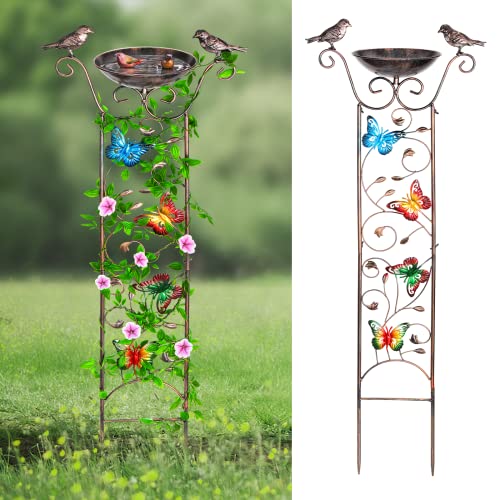 Desgully Vogeltränke mit Gartenspalier für Kletterpflanzen im Freien, mit dekorativen Schmetterlingen, freistehend, abnehmbare Vogelfutterschale, Vogeltränken für draußen, Antik Eisen Desgully Vogeltränke mit Gartenspalier für Kletterpflanzen im Freien, mit dekorativen Schmetterlingen, freistehend, abnehmbare Vogelfutterschale, Vogeltränken für draußen, Antik Eisen von DesGully