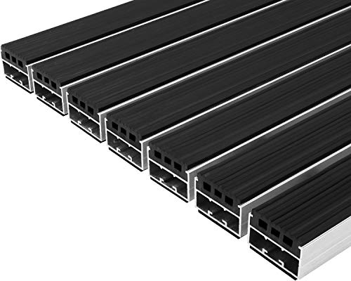 Desan | Alu Fußmatte Ultra Mat | 22mm Aluminium Fußabtreter für Außen und Innen | Türmatte für die Haustür | Schmutzfangmatte in 3 Größen | Schwarz | Gummi | 49 x 74 cm von Desan