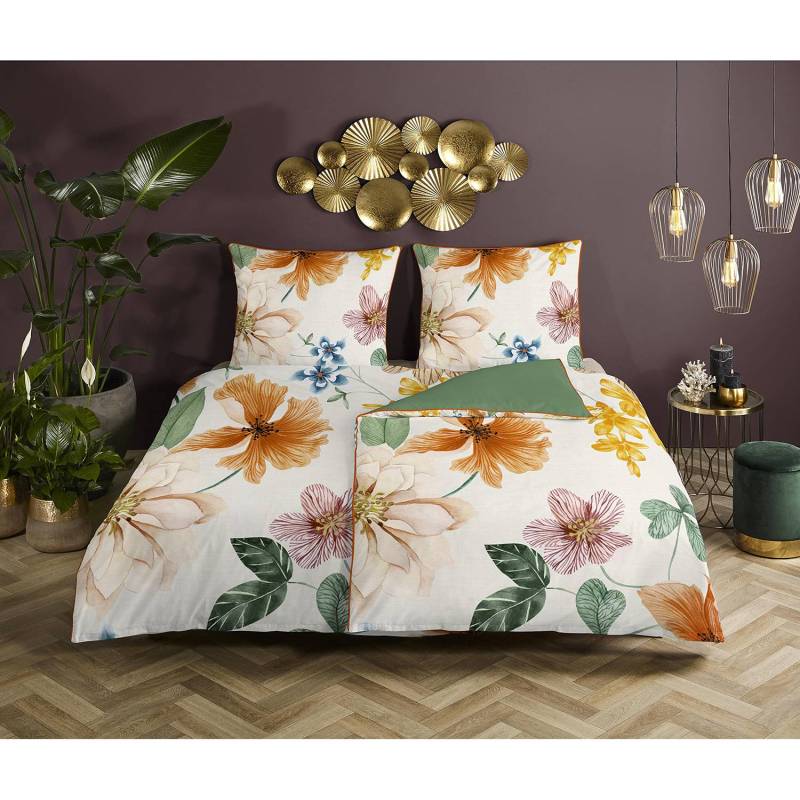 home24 Bettwäsche Annabelle 155 x 200 cm + Kissen 80 x 80 cm Beige von home24