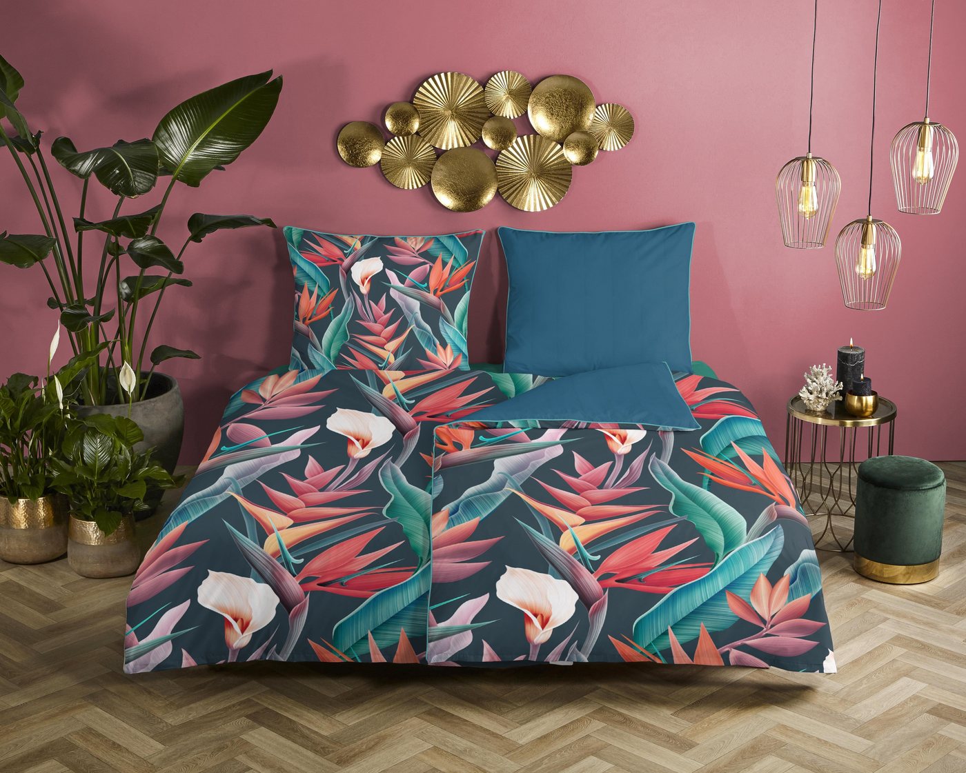 Descanso Bettwäsche Mako Satin Bettwäsche 135 X 200 cm + 1 x 80 X 80 cm Chloe bunt, Bettbezug Kopfkissenbezug Set kuschelig weich hochwertig von Descanso