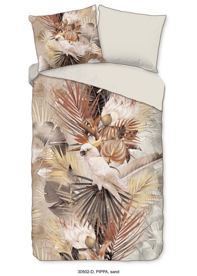 Descanso Bettwäsche Mako Satin 3tlg 200 X 200 cm + 2- 80 X 80 cm Pippa Sand Bettwäsch, Baumwolle, 3 teilig, bettwäsche 200x200 baumwolle sale warm weihnachten 200x200 bettbezug von Descanso