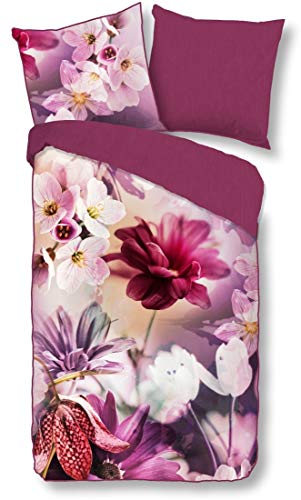 Descanso 9325 Sonja Reversible Bedding Set in Cotton Fabric, Berry, 155 cm x 220 cm, Brown, 155 x 220 cm von Descanso