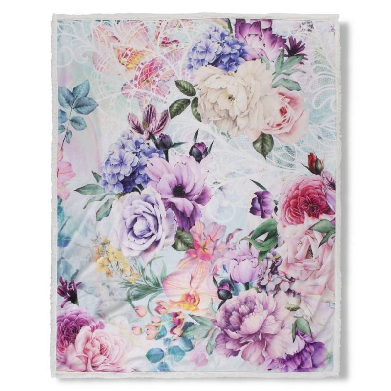 Descanso Tagesdecke Polyvelvet Kuscheldecke 130 X 160 cm Anamin bunt flowers, Tagesdecke Kuscheldecke Schmusedecke von Descanso