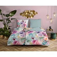 Descanso Wendebettwäsche "Anamin" 2 Stk. tlg. Baumwolle, Satin, 135x200, Biese, Reißverschluss, Wende, Blumen von Descanso