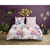 Descanso Wendebettwäsche "Caen" 2 Stk. tlg. Baumwolle, Satin, 135x200, Biese, Reißverschluss, Wende, Blumen, Natur von Descanso