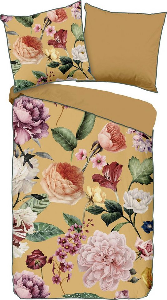 Wendebettwäsche Fiori, Descanso, Satin (Bio-Baumwolle), 2 teilig, mit Biese von Descanso