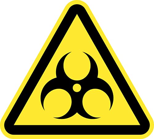 Aufkleber, Warnhinweis: Biologisches Warnschild, 12 Stück, 7 cm, Dreieck, Gelb, Signalkennzeichnung, 7 cm, biologisches Risiko) von Desconocido