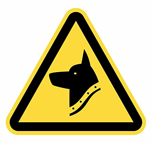 Aufkleber Warnschild Gefahrenhund, 5 Stück à 15 cm, gelbe Dreieckszeichen (15 cm, gefährlicher Hund) von Desconocido