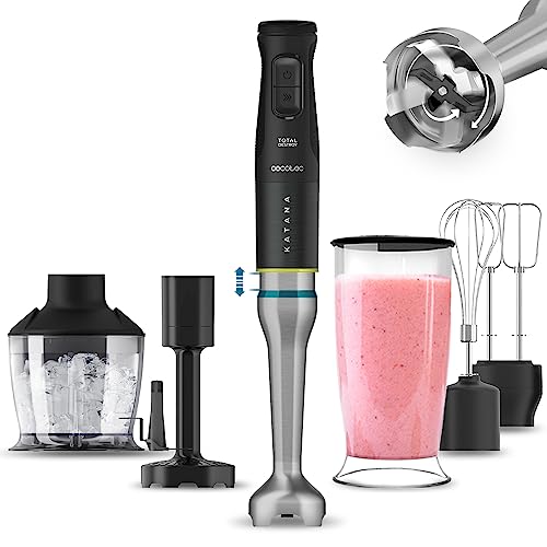 Cecotec Handmixer Katana 15 TotalDestroy Smash B. 1500 W, Total Destroy, PerreoMove, 21 Geschwindigkeiten, Turbo-Funktion, Spritzschutzhaube, 8 Titan-Klingen, 800ml Becher von Cecotec