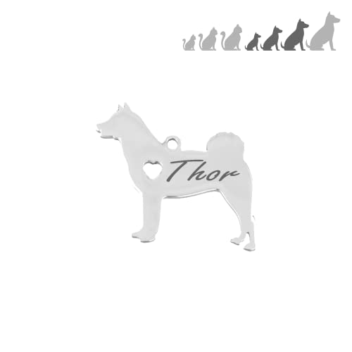 Personalisierte Hundemarken für Hunde und Katzen - Ideal für die Gravur ihres Namens und Ihres Kontakts - Hundemarke aus Edelstahl - Husky-Form - Geschenke-Markt von Desconocido