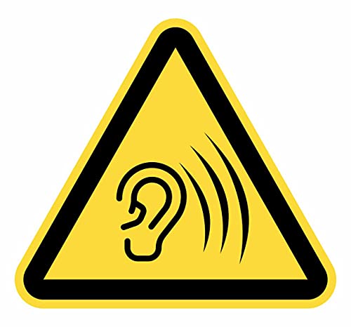 Warnschild, selbstklebend, Gefahrengefahr, starker Lärm, 5 Stück à 15 cm, Gelb, Dreieckszeichen (15 cm, lautes Geräusch) von Desconocido