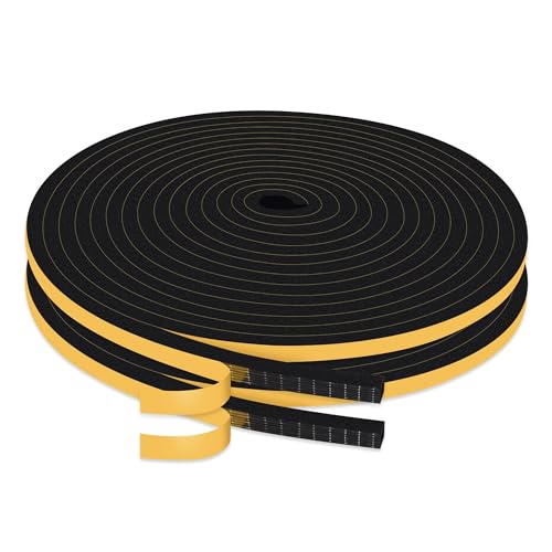 20m Dichtungsband Selbstklebendes für Türen Fenster, 6mm(B) x 3mm(D), Schwarz Türdichtung Selbstklebend, Schaumstoff Klebeband Schaumstoffstreifen, Anti Kälte-Wind Lärm und Kollision (10Mx2 Rollen) von Desdira
