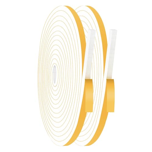 20m Dichtungsband Selbstklebendes für Türen Fenster, 6mm(B) x 3mm(D), Weiß Türdichtung Selbstklebend, Schaumstoff Klebeband Schaumstoffstreifen, Anti Kälte-Wind Lärm und Kollision(10m x 2 Rollen) von Desdira