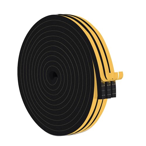 27m Dichtungsband Selbstklebendes für Türen Fenster, 6mm(B) x 3mm(D), Schwarz Türdichtung Selbstklebend, Schaumstoff Klebeband Schaumstoffstreifen, Anti Kälte-Wind Lärm und Kollision(9m x 3 Rollen) von Desdira