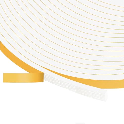 Desdira 10m Dichtungsband Selbstklebendes für Türen Fenster, 6mm(B) x 3mm(D), Weiß Türdichtung Selbstklebend, Schaumstoff Klebeband Schaumstoffstreifen, Anti Kälte-Wind Lärm und Kollision von Desdira