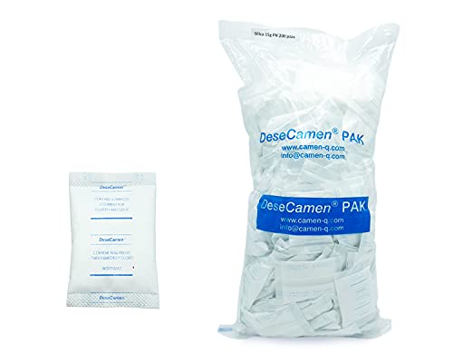 DeseCamen – Silikagel-Päckchen - Trockenmittel – Luftentfeuchter – Feuchtigkeitsabsorber – ungiftig – Lebensmittelqualität (200, 15g) von DeseCamen