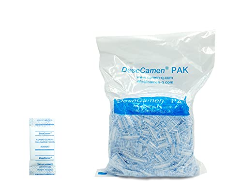 DeseCamen – Silikagel-Päckchen - Trockenmittel – Luftentfeuchter – Feuchtigkeitsabsorber – ungiftig – Lebensmittelqualität (2000, 0.5 g) von DeseCamen