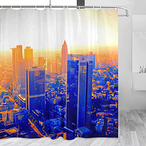 Deutschland Frankfurt Duschvorhang Reise Badezimmer Dekor Set mit Haken Polyester 183 x 183 cm (YL-02346) von Desert Eagle