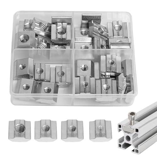 DesertBoy 40 Stück Nutensteine M4 M5 M6 M8 T Nut Nutsteine Set T Nut Muttern Gleitmuttern T-Slot Nutmuttern T Nutenstein T Nutmuttern Sortiment Kit für Aluminiumprofil-Extrusionsschlitz 30-Serie von DesertBoy