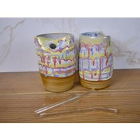 Cotton Candy Sommer Sippers Mit Glasshalmen, Iced Latte Cafe Tassen von DesertPineStudio
