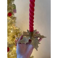 Vintage Kerzenständer Aus Messing Mit Blatt-Muster Vintage Kerzenständer Aus Messing Mit Blatt-Muster von DesertSpringVintage