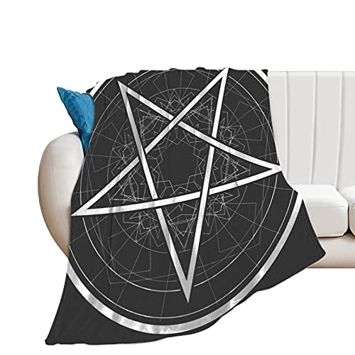 Kuscheldecke Schwarz-Weiß-Pentagramm Decke Weiche Flauschige Plüsch Decke Warme Wohndecke Sofadecke Couchdecke Samtdecke 100×130cm von Desheze