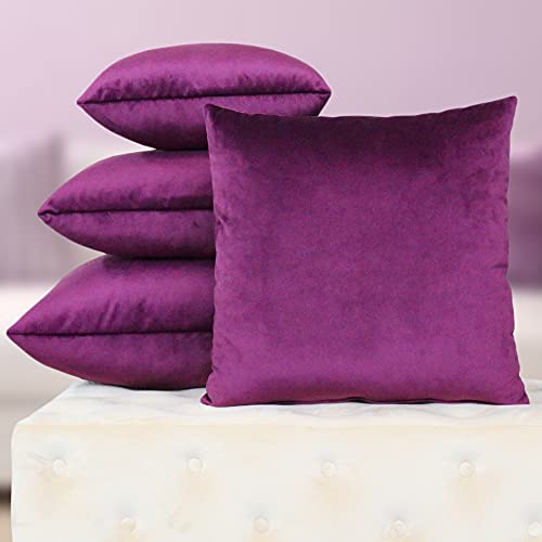 DESHOME Chic Sofakissen aus Samt mit Schaumstoff-Füllung, Dekokissen für Doppelbett, Sofa, abnehmbarer Bezug (violett, 50 x 50 cm - Einzelbett) von Deshome