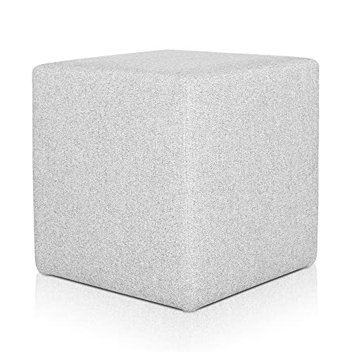 Deshome Pouf hocker Fußstütze 43x43x44 cm Wasserabweisender Stoff: Modernes Design Pouf für Sofa Wohnzimmer Schlafzimmer, Puff hocker, Pouffe Minerva Grau von Deshome