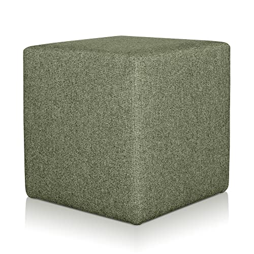 Deshome Pouf hocker Fußstütze 43x43x44 cm Wasserabweisender Stoff: Modernes Design Pouf für Sofa Wohnzimmer Schlafzimmer, Puff hocker, Pouffe Minerva Olivgrüne von Deshome