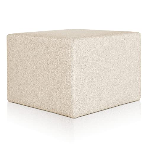 Deshome Pouf hocker Fußstütze 63x63x44 cm Wasserabweisender Stoff: Modernes Design Pouf für Sofa Wohnzimmer Schlafzimmer, Puff hocker, Pouffe Minerva Beige von Deshome