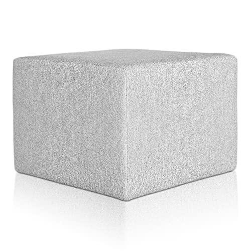 Deshome Pouf hocker Fußstütze 63x63x44 cm Wasserabweisender Stoff: Modernes Design Pouf für Sofa Wohnzimmer Schlafzimmer, Puff hocker, Pouffe Minerva Grau von Deshome