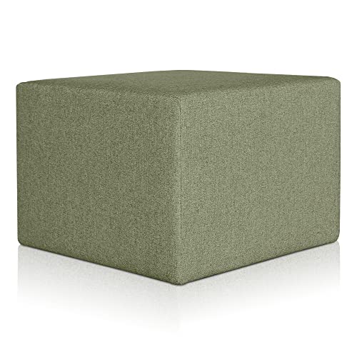 Deshome Pouf hocker Fußstütze 63x63x44 cm Wasserabweisender Stoff: Modernes Design Pouf für Sofa Wohnzimmer Schlafzimmer, Puff hocker, Pouffe Minerva Olivgrüne von Deshome