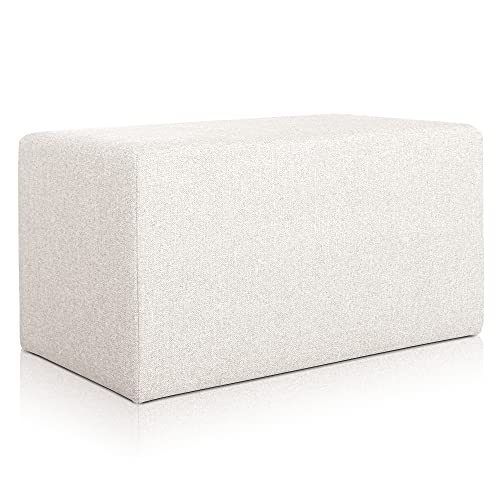 Deshome Pouf hocker Fußstütze 83x43x44 cm Wasserabweisender Stoff: Modernes Design Pouf für Sofa Wohnzimmer Schlafzimmer, Puff hocker, Pouffe Minerva Cremeweiße von Deshome