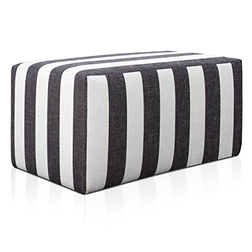 Deshome Pouf hocker Fußstütze 83x43x44 cm Wasserabweisender Stoff: Modernes Design Pouf für Sofa Wohnzimmer Schlafzimmer, Puff hocker, Pouffe Minerva Gestreift von Deshome