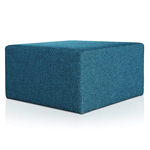 Deshome Pouf hocker Fußstütze 83x83x44 cm Wasserabweisender Stoff: Modernes Design Pouf für Sofa Wohnzimmer Schlafzimmer, Puff hocker, Pouffe Minerva Denim Blue von Deshome