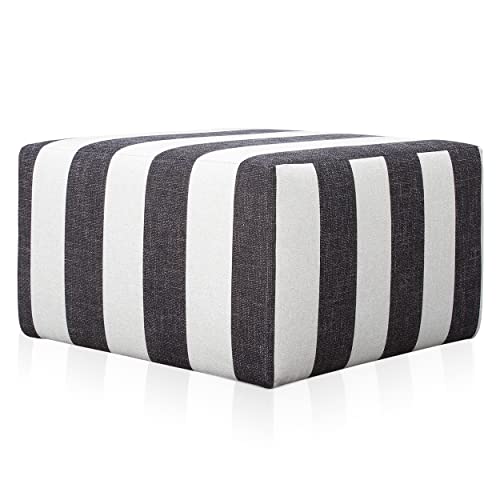 Deshome Pouf hocker Fußstütze 83x83x44 cm Wasserabweisender Stoff: Modernes Design Pouf für Sofa Wohnzimmer Schlafzimmer, Puff hocker, Pouffe Minerva Gestreift von Deshome