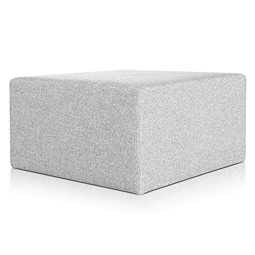 Deshome Pouf hocker Fußstütze 83x83x44 cm Wasserabweisender Stoff: Modernes Design Pouf für Sofa Wohnzimmer Schlafzimmer, Puff hocker, Pouffe Minerva Grau von Deshome