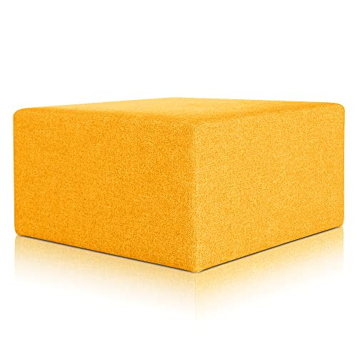 Deshome Pouf hocker Fußstütze 83x83x44 cm Wasserabweisender Stoff: Modernes Design Pouf für Sofa Wohnzimmer Schlafzimmer, Puff hocker, Pouffe Minerva Sonnige gelbe von Deshome