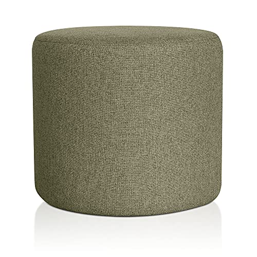 Deshome Pouf hocker Fußstütze runden Ø 50 cm Wasserabweisender Stoff: Modernes Design Pouf für Sofa Wohnzimmer Schlafzimmer, Puff hocker, Pouffe Venere Olivgrüne von Deshome