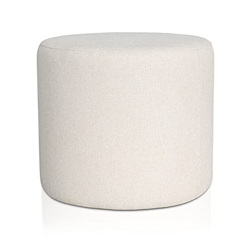 Deshome Pouf hocker Fußstütze runden Ø 50 cm Wasserabweisender Stoff: Modernes Design Pouf für Sofa Wohnzimmer Schlafzimmer, Puff hocker, Pouffe Venere Cremeweiße von Deshome