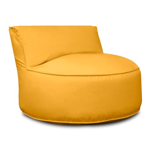 Deshome - Pouf wasserabweisender Sitzsack für den Außenbereich, rund, abnehmbarer Bezug: Sitzsack für den Außenbereich, Sitzsack Ø 90 cm, mit Füllung, Design Light Pouf Gelb von Deshome