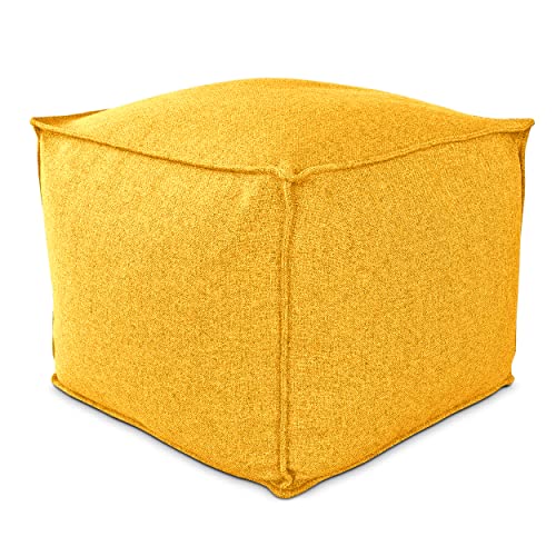 Deshome - Sitzhocker Sitzpouf Pouf 60x60x50 cm mit abnehmbarem Polster für Innen- und Außenbereich: Sitzpouf Design für Sofa, Wohnzimmer, Schlafzimmer, Sitzhocker, Light Pouf Sonniges Gelb von Deshome