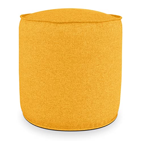 Deshome - Sitzhocker Sitzpouf Pouf rund Ø 50 cm mit abnehmbarem Polster für Innen- und Außenbereich: Sitzpouf Design für Sofa, Wohnzimmer, Schlafzimmer, Sitzhocker, Light Pouf Sonniges Gelb von Deshome