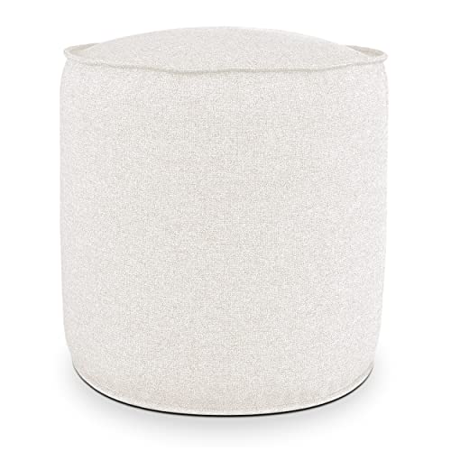 Deshome - Sitzhocker Sitzpouf Pouf rund Ø 50 cm mit abnehmbarem Polster für Innen- und Außenbereich: Sitzpouf Design für Sofa, Wohnzimmer, Schlafzimmer, Sitzhocker, Light Pouf weiße Creme von Deshome