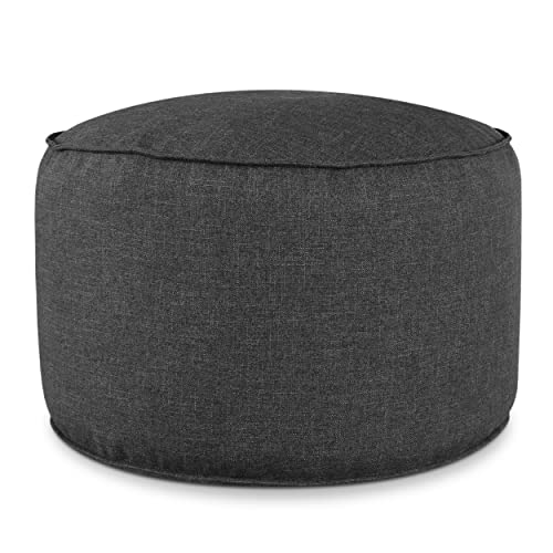 Deshome - Sitzhocker Sitzpouf Pouf rund Ø 80 cm mit abnehmbarem Polster für Innen- und Außenbereich: Sitzpouf Design für Sofa, Wohnzimmer, Schlafzimmer, Sitzhocker, Light Pouf Graphitschwarz von Deshome