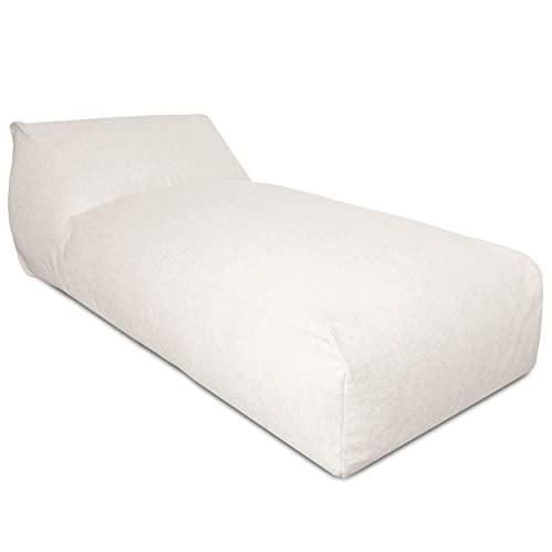 Deshome - Sitzsack für den Garten, Chaise Longue abnehmbar für den Außenbereich 180x90 cm - Bean Bag Chair, Outdoor-Sitzsack mit Polsterung Pouf Puff Design weiße Creme von Deshome