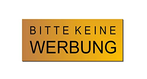 1 Stk. Bitte keine Werbung-Briefkasten-Schild- Aluminium goldfarbig 60 x 25 mm selbstklebend (1 Stk. Alu. goldfarbig - 1966-15) von Desi-Schilder