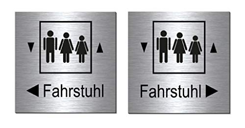 2er Set-Fahrstuhl-100 x 100 x 3 mm-Aluminium Edelstahloptik silber mattgebürstet Hinweisschild-2er Set Nr. 26 2er Set-Fahrstuhl-100 x 100 x 3 mm-Aluminium Edelstahloptik silber mattgebürstet Hinweisschild-2er Set Nr. 26 von Desi-Schilder